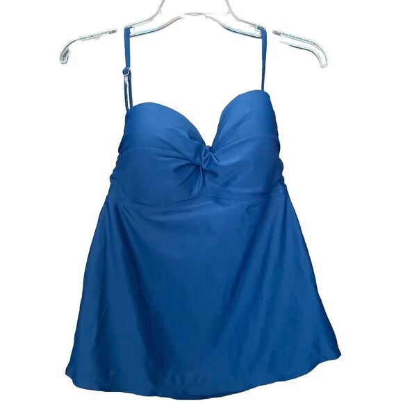 Catalina Women's Swim Top L Tankini Navy Twist Front Bandeau NWT Style #19CT200 - Picture 1 of 9